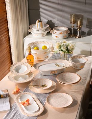 Bone China Dinnerware Set Luxury Ceramic Dining Dishes Plates Bowls Cups Sets