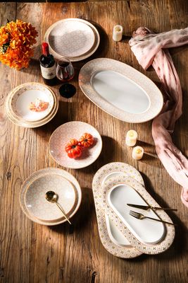 Bone China Dinnerware Set Luxury Ceramic Dining Dishes Plates Bowls Cups Sets