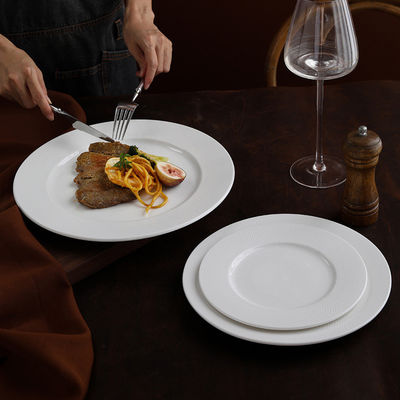 Western Round White Ceramic Dinner Plates Set For Wedding Dinnerware Hotel Partys