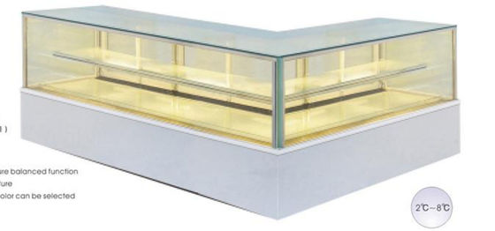 L Shape Corner Glass Bakery Cake Display Cabinet Showcase Refrigerator