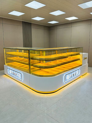 L Shape Corner Glass Bakery Cake Display Cabinet Showcase Refrigerator
