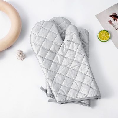Heat Resistant Cotton Oven Gloves Oven Mitts Silver Coated Cooking Gloves For Kitchen Cooking