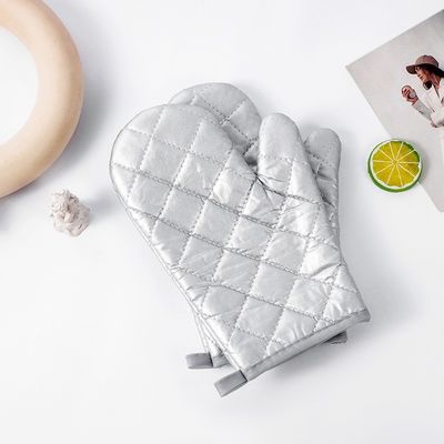 Heat Resistant Cotton Oven Gloves Oven Mitts Silver Coated Cooking Gloves For Kitchen Cooking