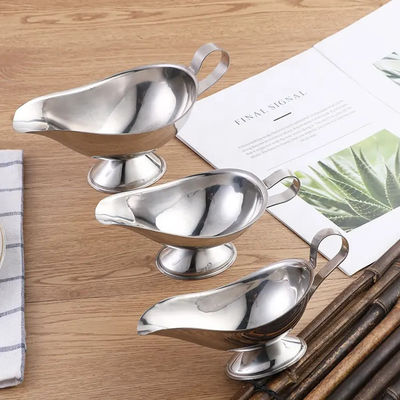 Stainless Steel Steak Sauce Gravy Boat with Handle for Restaurant
