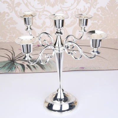 5Heads European Metal Candle Holders Retro Candlestick For Hotel Decor