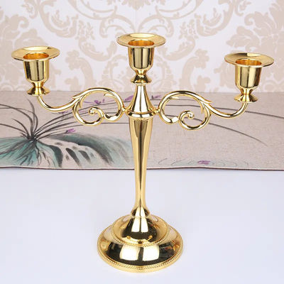 3 Heads European Metal Candle Holders For hotel and Candlesticks Wedding Event