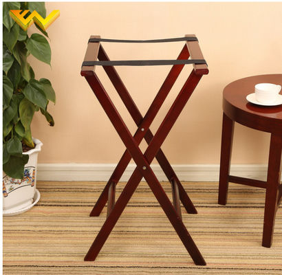 Hotel 6 Black Straps Wooden Luggage Racks For Suitcases Surface Sprayed With Full Matter Finish