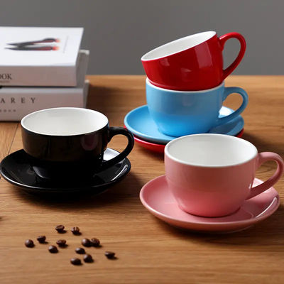Modern Style Plain Colorful Porcelain Coffee Cup Mugs Coffee Tools  In Custom Colors
