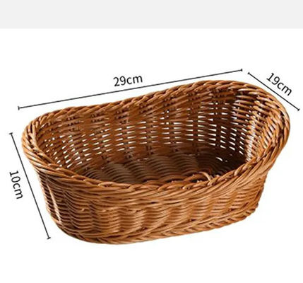 Hand Woven Kitchen Bakery Storage Bread Food Grade Plastic Rattan Bakery Basket With Handle