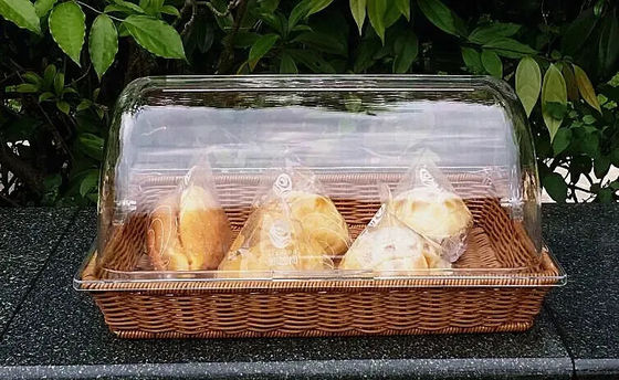 Fruit PP Rattan Rectangular Storage Baskets Kitchen Food Bread Weave Plastic Woven Basket With Lid