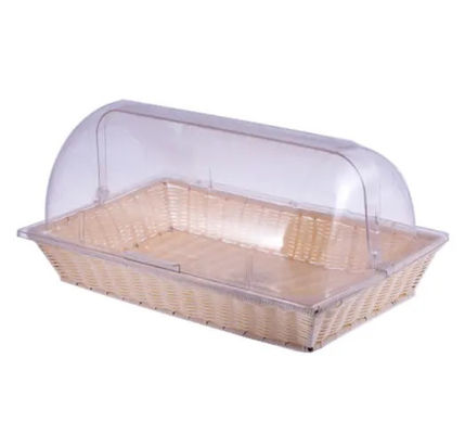 Fruit PP Rattan Rectangular Storage Baskets Kitchen Food Bread Weave Plastic Woven Basket With Lid
