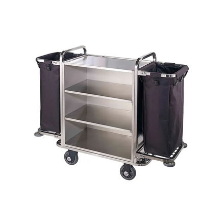 Stainless Steel Housekeeping Trolley Folding Service Cleaning Cart