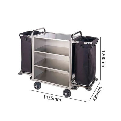 Stainless Steel Housekeeping Trolley Folding Service Cleaning Cart