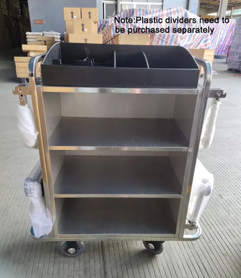 Stainless Steel Housekeeping Trolley Folding Service Cleaning Cart