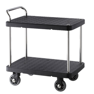 2 Layer 300 Kgs Load Industrial Plastic Platform Hand Trolley Truck Service Cart