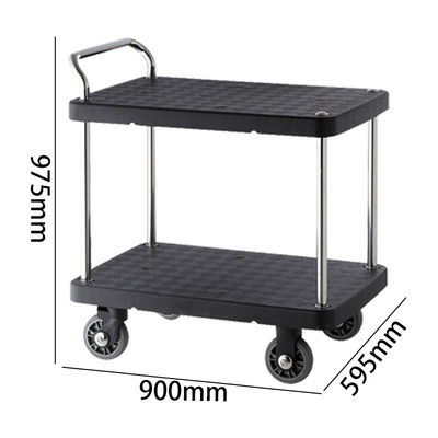 2 Layer 300 Kgs Load Industrial Plastic Platform Hand Trolley Truck Service Cart