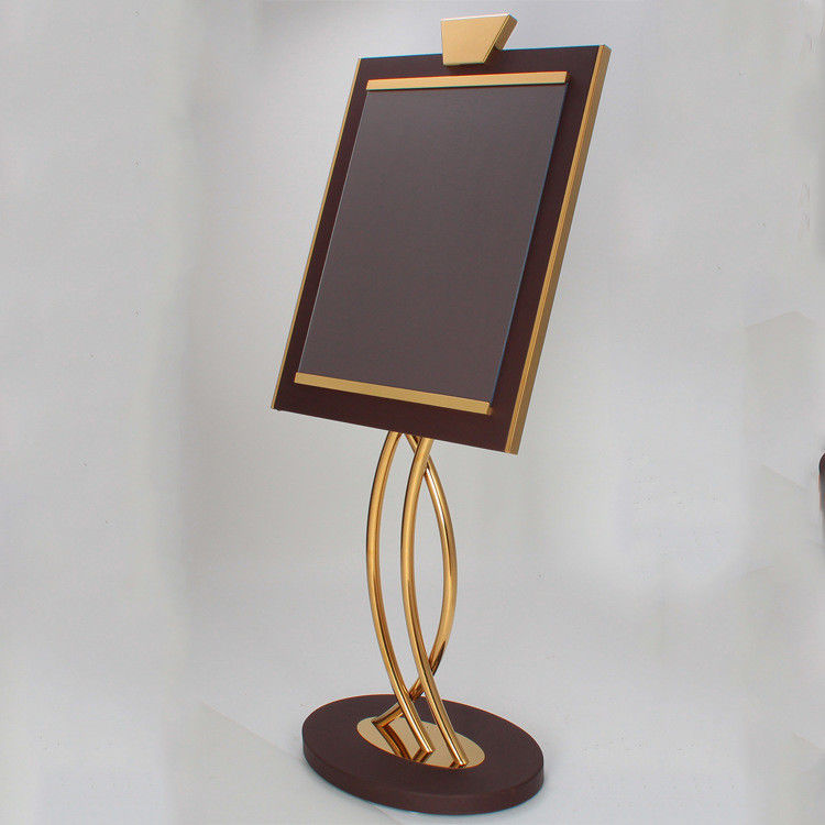 Customized Golden Metal Sign Holder Hotel Restaurant Metal Sign Stand