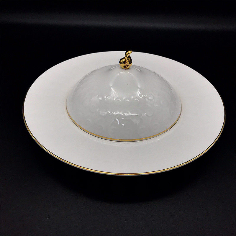White On Glazed Ceramic Plates With Cover For Wedding Party