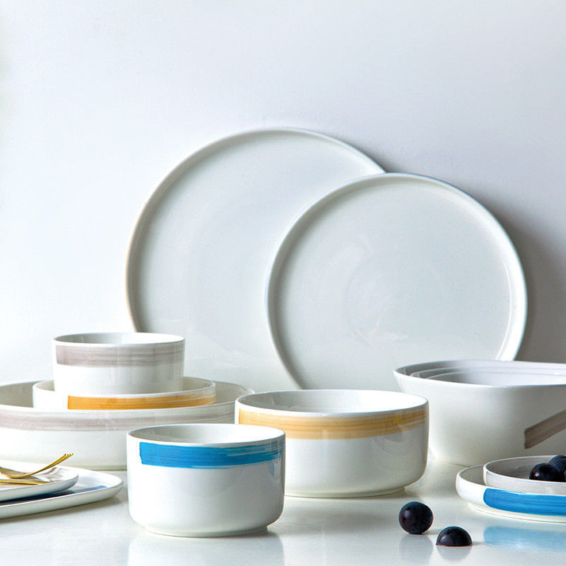 China Porcelain Dinner Set Colorful White Polish Porcelain Dinnerware