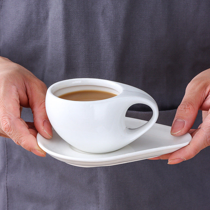 Boat Shape White Porcelain Mug Plain White Coffee Mugs For cafe