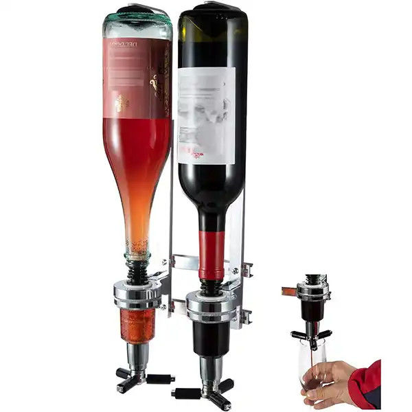 Aluminum Alcohol Drink Dispenser 2 Bottle Liquor Dispenser For Home Bar