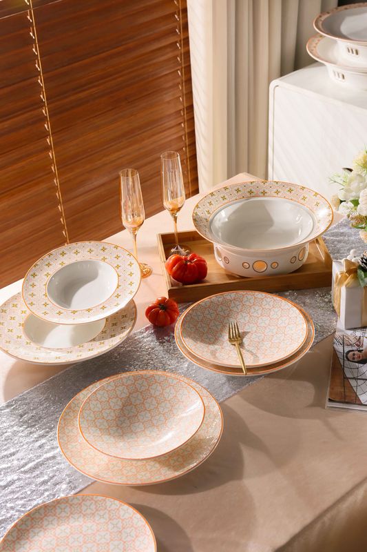 Bone China Dinnerware Set Luxury Ceramic Dining Dishes Plates Bowls Cups Sets