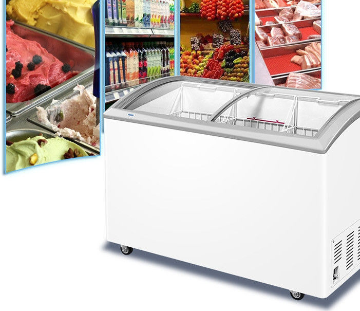 338L Glass Door Commercial Transparent Glass Door Chest Freezer