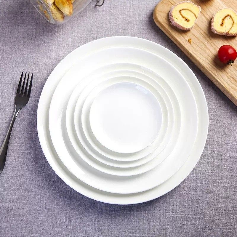 Pure White Hotel Western Food Flat Plate Moonlight Platter Ceramic Plate
