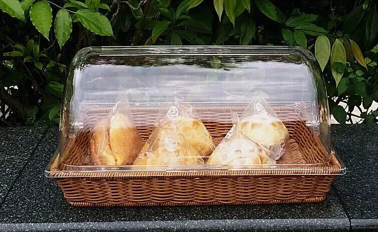 Fruit PP Rattan Rectangular Storage Baskets Kitchen Food Bread Weave Plastic Woven Basket With Lid