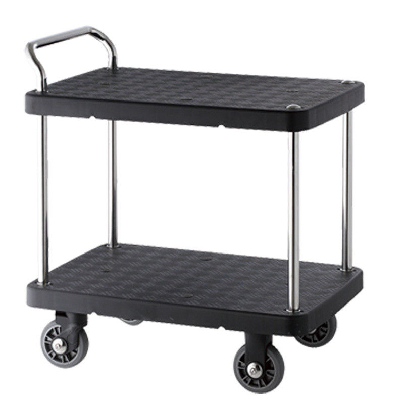2 Layer 300 Kgs Load Industrial Plastic Platform Hand Trolley Truck Service Cart