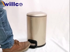 Champagne Gold Hotel Trash Bin With Lid Foot Operated Hotel Room Dustbin